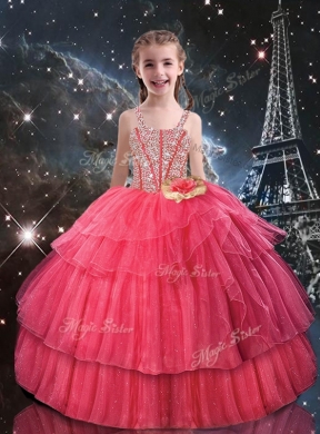 Fashionable Ball Gown Coral Red Princesita with Quinceanera Dress with Beading for Fall