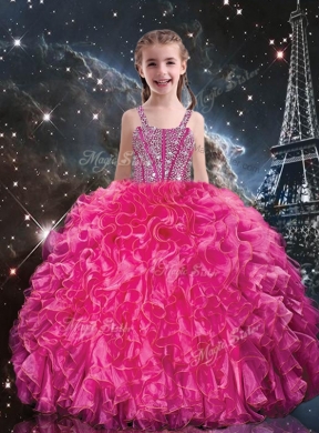 Luxurious Beading Princesita with Quinceanera Dress in Hot Pink