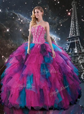 New Style Sweetheart Beading Princesita with Quinceanera Dress in Multi Color