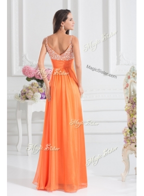 Best Empire Spaghetti Straps Beading Prom Dress for Fall