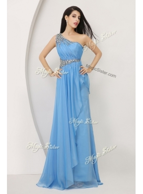 Cheap Empire One Shoulder Prom Dresses with Beading and Ruching