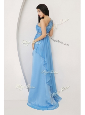 Cheap Empire One Shoulder Prom Dresses with Beading and Ruching