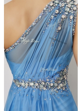 Cheap Empire One Shoulder Prom Dresses with Beading and Ruching