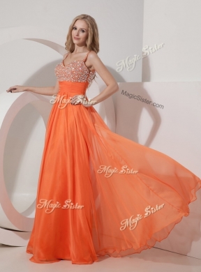 Classical Empire Spaghetti Straps Beading Prom Dress