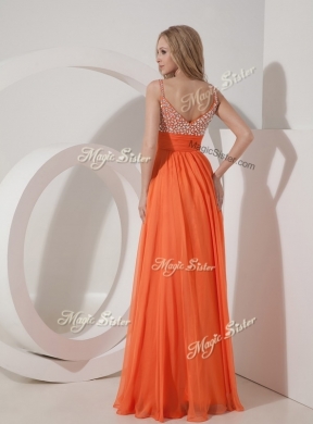 Classical Empire Spaghetti Straps Beading Prom Dress