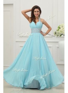 Fashionable Halter Top Prom Dress with Beading and Paillette