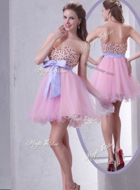 Lovely Sweetheart Beading Pink Short Prom Dress for Cocktail