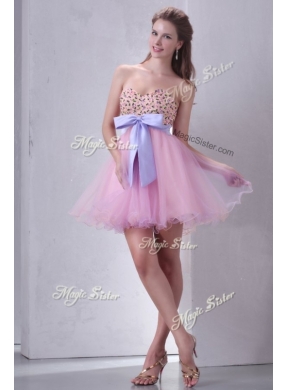 Lovely Sweetheart Beading Pink Short Prom Dress for Cocktail