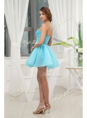 Lovely Sweetheart Beading Short Prom Dress in Aqua Blue for Homecoming for 2016 Spring