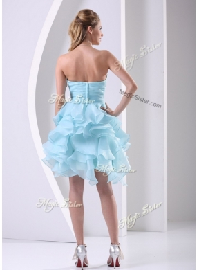 Pretty Mini Length Sweetheart Prom Dress with Beading and Ruffles