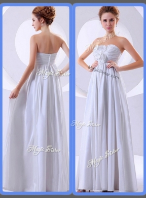 Simple Empire Hand Made Flowers White Prom Dresses