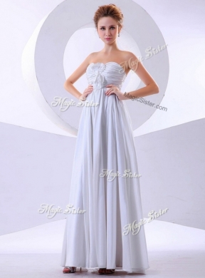 Simple Empire Hand Made Flowers White Prom Dresses