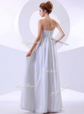 Simple Empire Hand Made Flowers White Prom Dresses