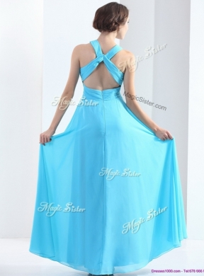 Beautiful  Halter Top Criss Cross Prom Dresses with Beading