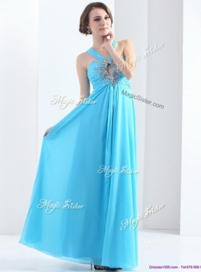 Beautiful  Halter Top Criss Cross Prom Dresses with Beading