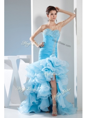 Beautiful  Mermaid Sweetheart Ruffled Layers Prom Dress in Aqua Blue