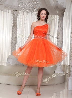 Beautiful  One Shoulder Beading Short Prom Dress for Party