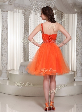 Beautiful  One Shoulder Beading Short Prom Dress for Party