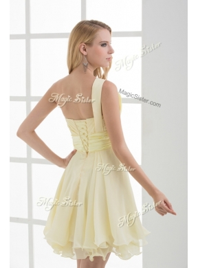 Beautiful  Short One Shoulder Beading and Belt Prom Dresses for Summer