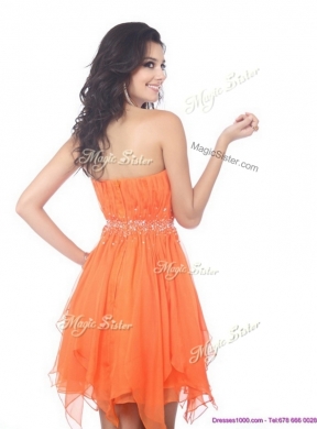 Beautiful  Sweetheart Beading and Ruching Short Prom Dresses in Orange