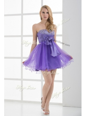 Beautiful Sweetheart Eggplant Purple Short Prom Dresses with Beading