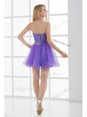 Beautiful Sweetheart Eggplant Purple Short Prom Dresses with Beading