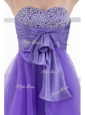 Beautiful Sweetheart Eggplant Purple Short Prom Dresses with Beading