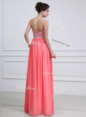 Beautiful Sweetheart Watermelon Prom Dresses with Beading