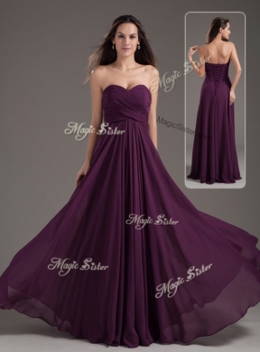 Cheap Empire Sweetheart Ruching Prom Dress in Purple