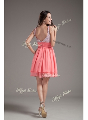 Discount Straps Beading Short Watermelon Prom Dresses