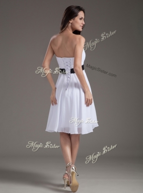 Elegant Strapless Sash White Short Prom Dress for Homecoming