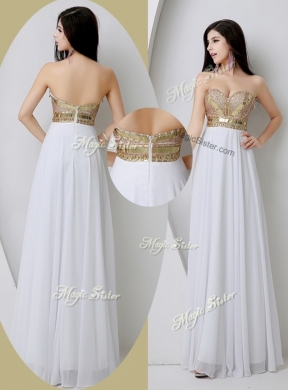 Fashionable Sweetheart White Prom Dresses with Beading and Sequins