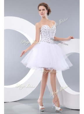 Fashionable White Short Prom Dresses with Beading for Cocktail