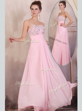 Gorgeous Empire Sweetheart Beading Baby Pink Prom Dress