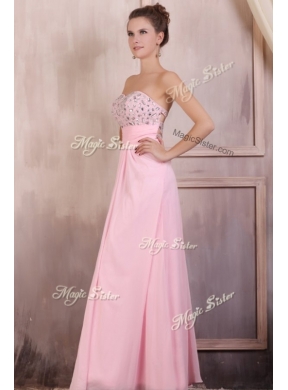 Gorgeous Empire Sweetheart Beading Baby Pink Prom Dress