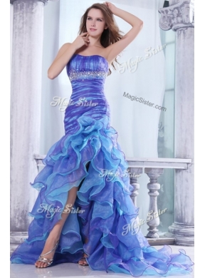 Hot Sale Column Sweetheart High Low Beading and Ruffled Layers Prom Dresses