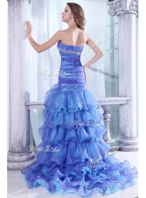 Hot Sale Column Sweetheart High Low Beading and Ruffled Layers Prom Dresses