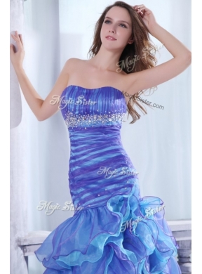 Hot Sale Column Sweetheart High Low Beading and Ruffled Layers Prom Dresses