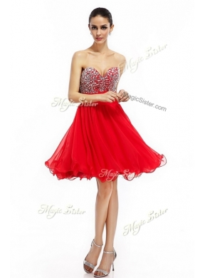 Lovely Short Sweetheart Beading Prom Dresses in Red