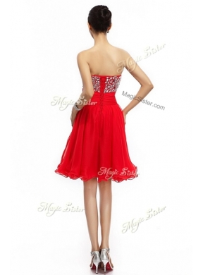 Lovely Short Sweetheart Beading Prom Dresses in Red