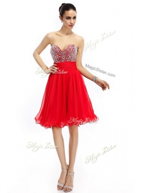 Lovely Short Sweetheart Beading Prom Dresses in Red