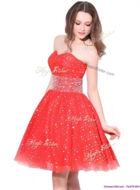 Luxurious Sweetheart Beading Prom Dress in Red for Fall