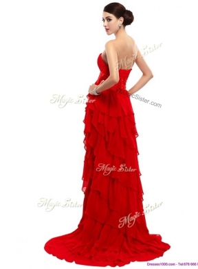 New Style High Low Ruffled Layers Prom Dresses with Beading