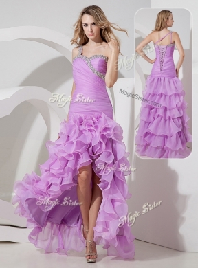 Perfect Column High Low Prom Dress with Ruffled Layers