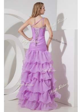 Perfect Column High Low Prom Dress with Ruffled Layers