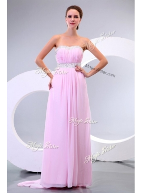 2016 CheapEmpire Brush Train Beading Bridesmaid Dress