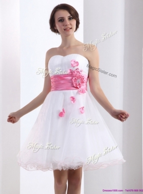 Cheap A Line Sweetheart Bridesmaid  Dresses with Hand Made Flowers