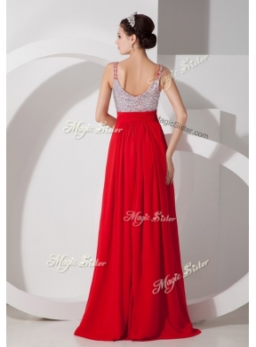 Cheap Empire Straps Beading Bridesmaid Dresses for Evening