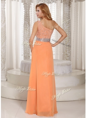 Cheap One Shoulder Beading Prom Dress with Side Zipper