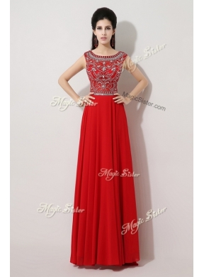 Cheap Empire Bateau Brush Train Prom Dresses with Beading